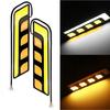 2Pcs White & Amber COB LED Car DRL Driving Daytime Running Lamp Fog Light