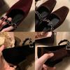Sheepskin Version~ French Square Head Light Mouth High Heels One-word Diamond Strap Ins Low Heel Versatile Mary Jane Shoes Single Shoes Women