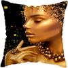 Pillowcase Bedroom Black and Gold African Woman  Living Room Pillow Decoration Cushion