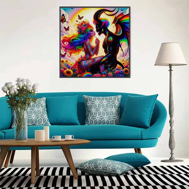 New Arrival 5D DIY Full Circle Diamond Painting "Devil Couple" Embroidery Cross Stitch Home Decor Gift