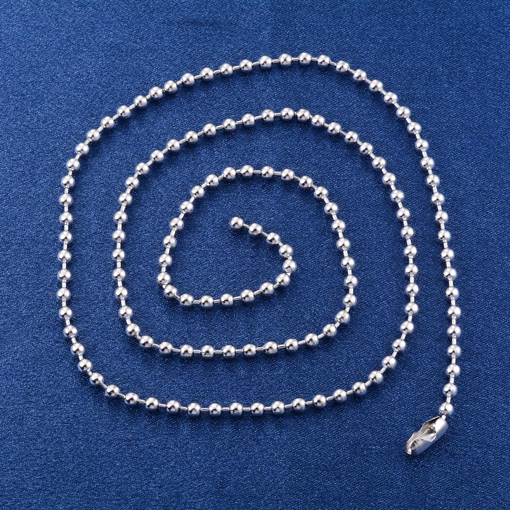 Round Necklace Ball Rolo Link Bead Chain Stainless Steel Choker for Women Men Jewelry Accessories on Neck Collarbone Waterproof