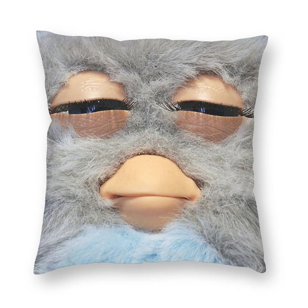 Furby Face Toy Square Pillowcase Polyester Linen Velvet Creative Zip Decorative Pillow Case Car Cushion Cover