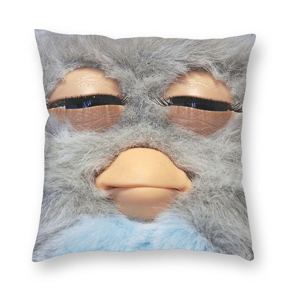 

Furby Face Toy Square Pillowcase Polyester Linen Velvet Creative Zip Decorative Pillow Case Car Cushion Cover 30cmx30cm