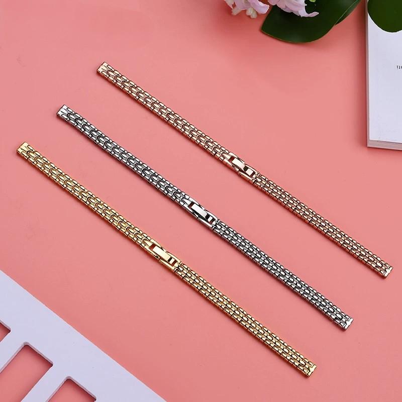 6mm 8mm 10mm 12mm 14mm 16mm Lucido Donna Piccola Taglia Cinturino Universale Acciaio Inossidabile moda Cinturino per Orologio Donna oro rosa Bracciale