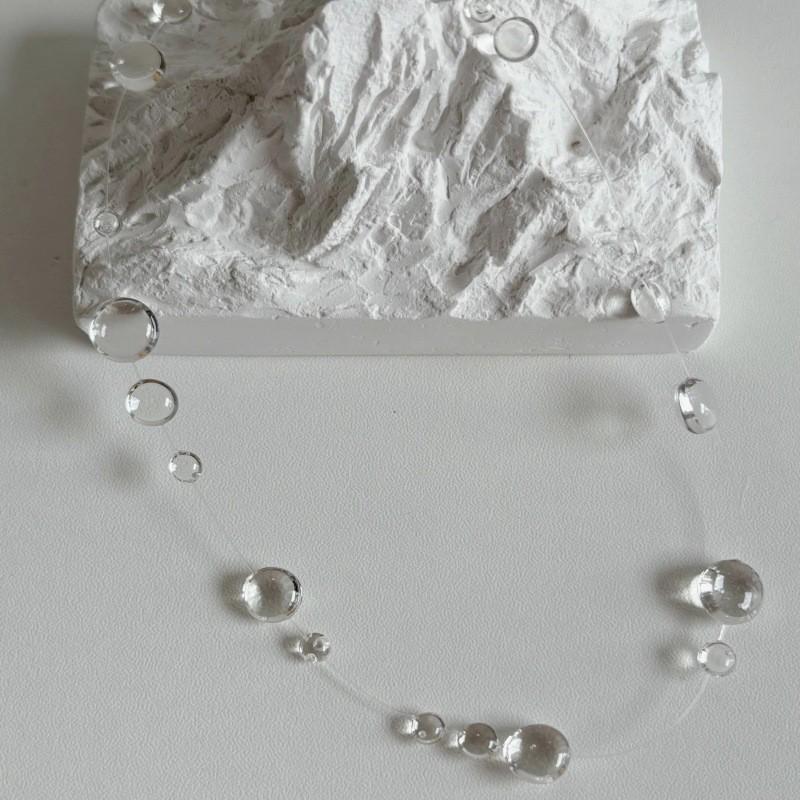 Suspended Tassel Dew Drop Necklace Women Resin Beaded Clavicle Chain