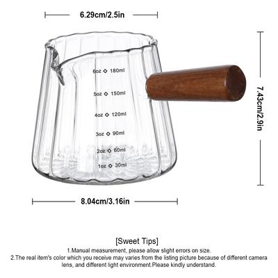 D2 Espresso Shot Glas Tasse mit Holzgriff Espresso Zubehör Einzelne Ausgießer Milchaufschäumer Messbecher Teetasse mit klarer Skala