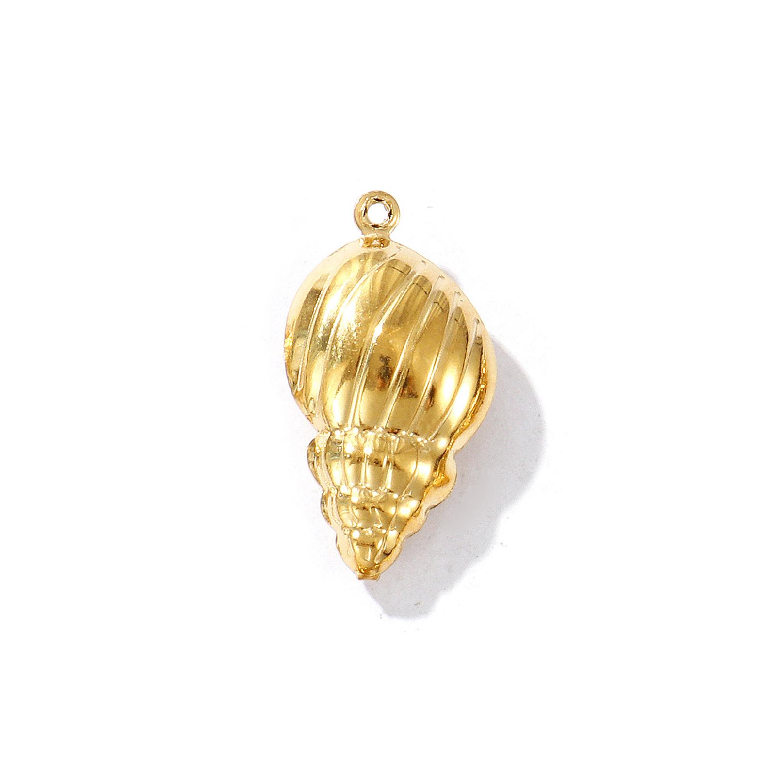 

2 Pcs Ocean Charms 304 Stainless Steel Marine Life Shell Conch Shrimp Crab Starfish 18K Gold Plated Pendant DIY Necklace Making