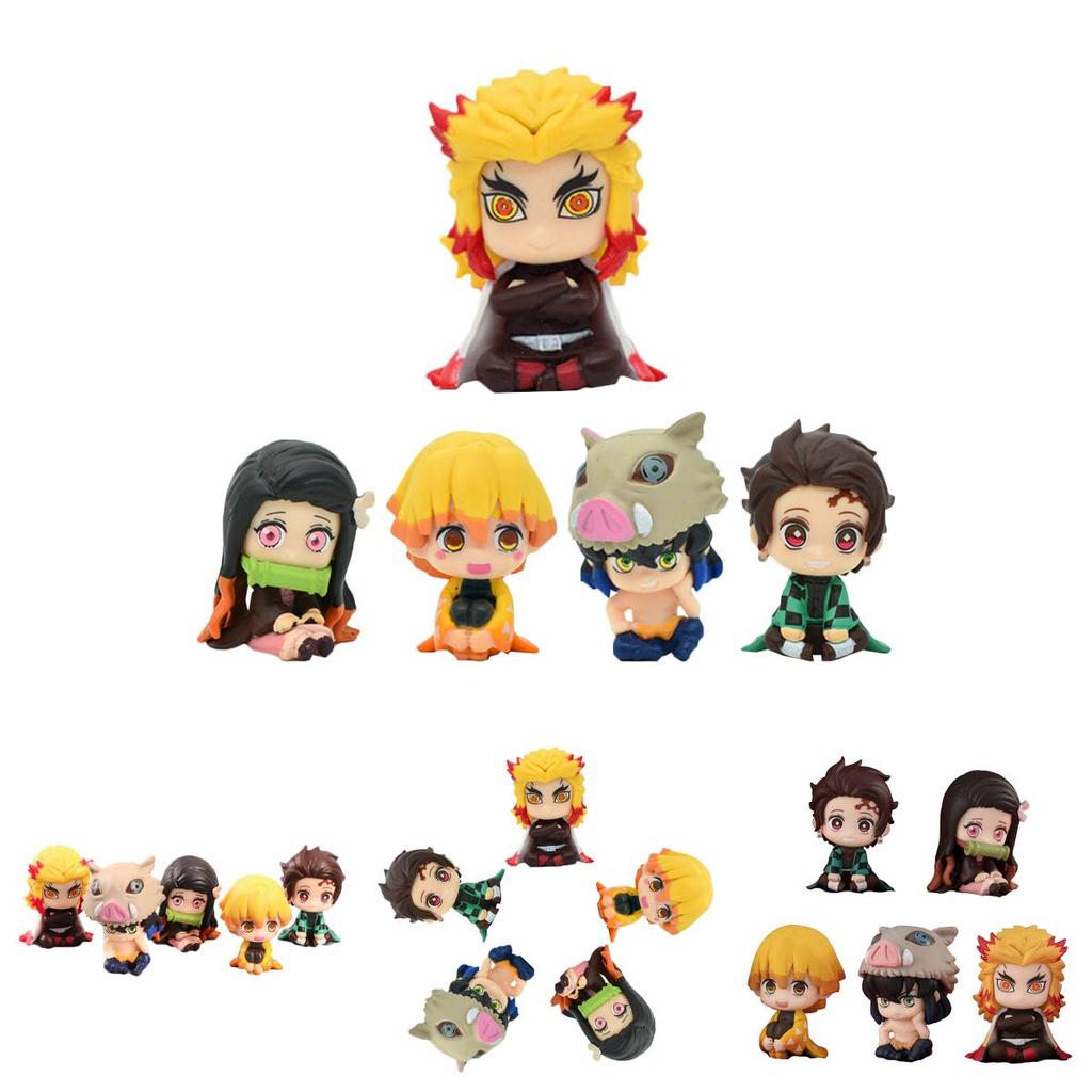 Adorable 5pcs Set Of Demon Slayer Doll Ornaments Including Rengoku Kyoujurou For Fans