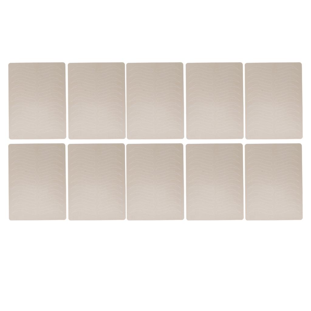 10Pcs Microblading Practice Skin One Sided Pattern 11 Pairs Inkless Silicone Eyebrows Practice Skin