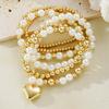6Pcs/Set Chic Heart Imitation Pearl Beads Bracelets for Women Vintage Exquisite Gold White Color Bracelets Fashion Jewelry Gifts