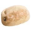 Korean Floral Painter hat French Women Knit Fabric Cap Versatile Hollow Out Beret  Spring