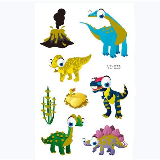 Dinosaur Tattoo Stickers Cartoon Bronzing Fake Temporary Tattoo Stickers for Kids Boy Girl Face Arm Body Art Stickers Toys