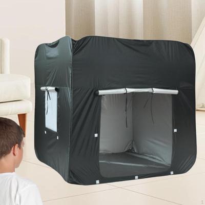 Tenda sensorial para crianças, esconderijo blackout, brincar portátil com porta, janela, playground calmo