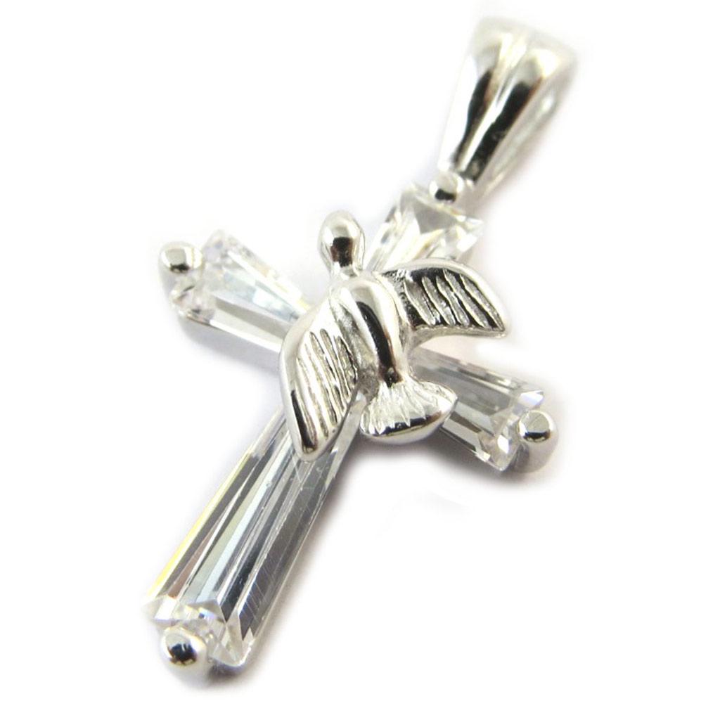 Les Trésors De Lily [N6806] – Silberweißer „Kreuz“-Anhänger – 17 x 12 mm