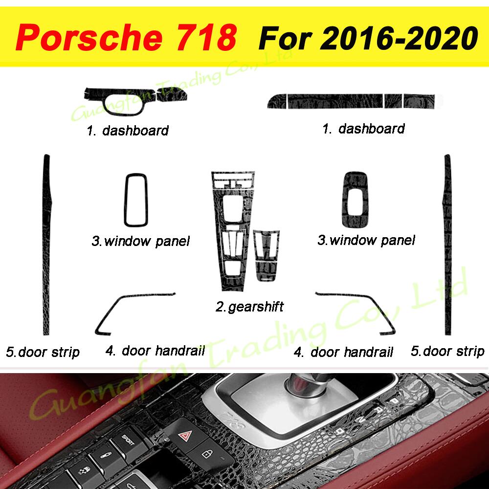 For Porsche 718 2016- Car-Styling 3D5D Carbon Fiber Car Interior Center Console Color Molding Sticker Decals Part Accessorie