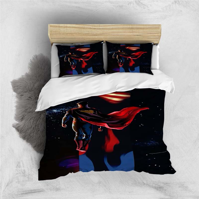 Comfortable 3D Cartoon Superhero Bedding Set, Including Duvet Cover, Pillowcases and Children's Set.
