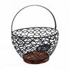 Egg Basket Multifunctional Wire Egg Collecting Basket with Wooden Base for Kitchen Countertop
