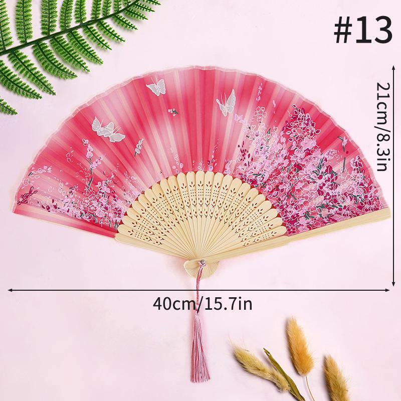 Folding Fan Lace Flower Decor Chinese Style Fan Hand Held Anitque Art Craft Japnese Summer Female Dance Home Party Decoration