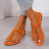 Fashion Rhinestone Decor Women Beach Shoes Women's Solid Color Thong Sandals Elastic Ankle Strap Lightweight Soft Sole Glitter Shoes