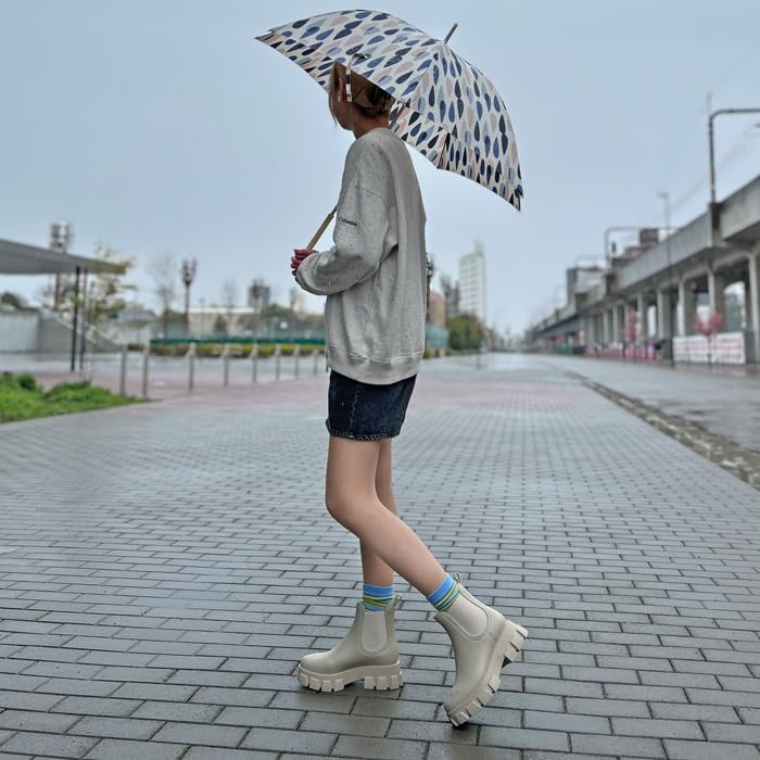 rain boots for both sunny and rainy days Atagirl Thick-soled side-gore