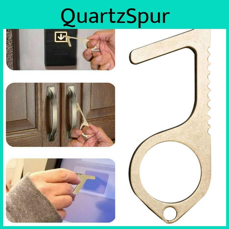 Safety And Health Focused Contactless Handle Key Opener In Golden Alloy