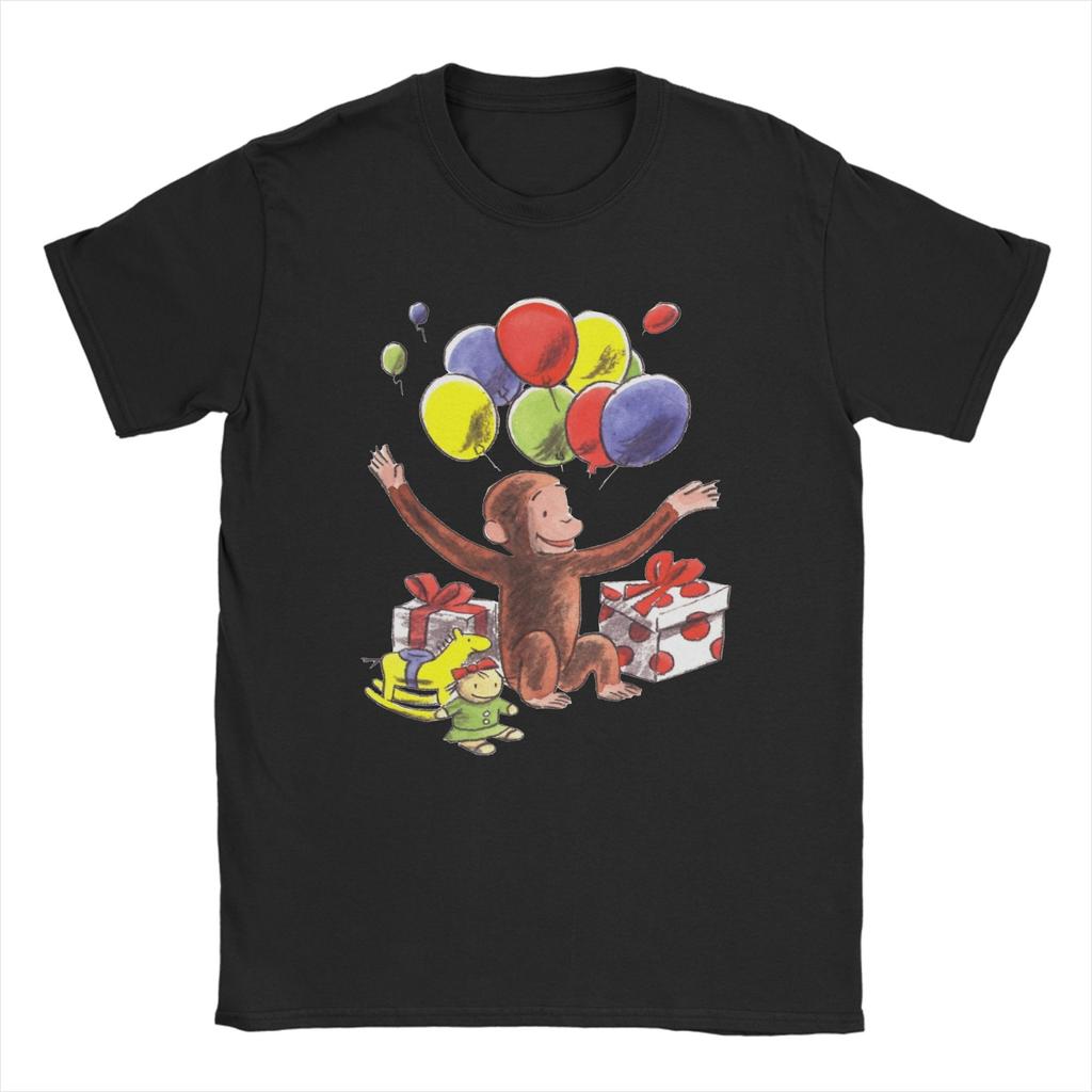 Cartoon  Banana Cute Brown Monkey T Shirt Cotton Fun T-Shirts Crewneck Curious George Tees Short Sleeve Clothes Plus Size