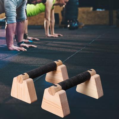 2 Pieces Push Up Bar Parallettes Wooden Stand for Home Gym Fitness Gymnastics