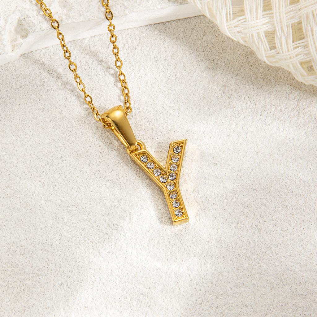 1pc Fashion Shining A-Z Letter Pendant Charm Necklace 26 Initial Alphabet Name Clavicle Chain Party Valentine's Day Jewelry Gift