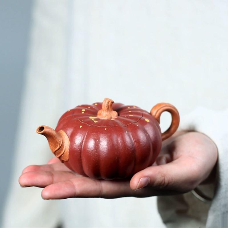 

110ml High Quality Yixing Purple Clay Teapot Master Handmade Pumpkin Tea Kettle Boutique Zisha Tea Set Chinese Teaware Gifts красный