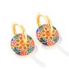 Vintage enamel painted medieval vintage ear buckle 925 premium light luxury flower earrings round court style earrings