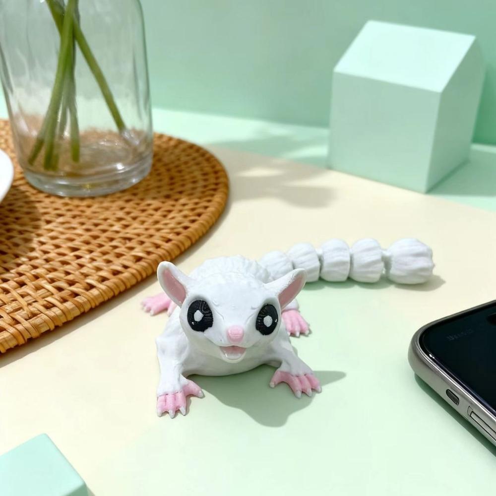 Articulated Mouse Figurine 3D Printed, Cute Movable Joints Toy for Desk Decor and Creative Gift for Collectors