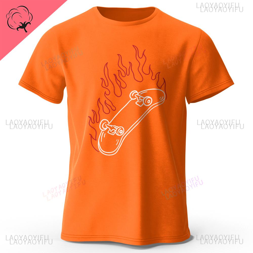 Skateboard Lovers Summer Mens Graphic Casual Oneck TShirt Personalized Cotton Style Tops Tees for Fashion Streetwear Clothes