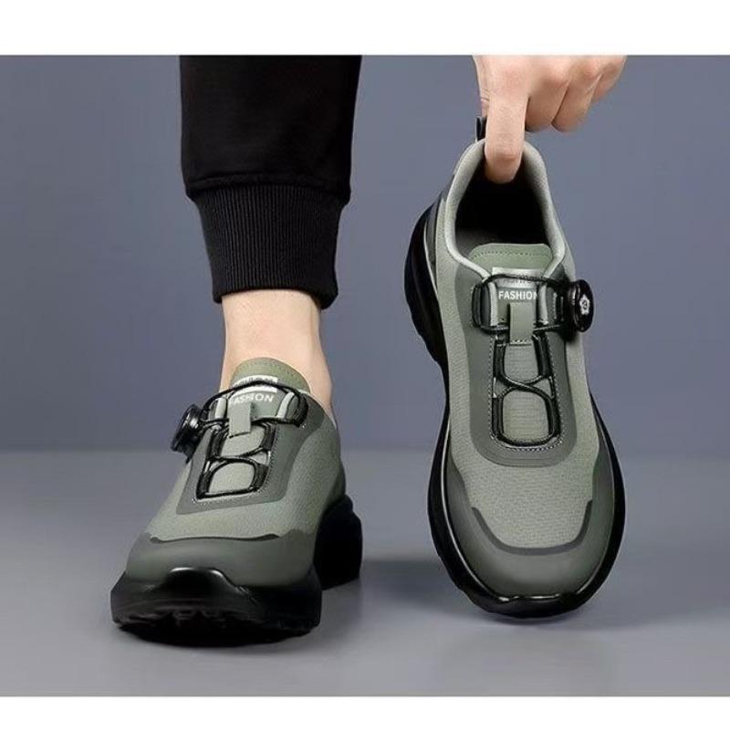 Platform Men's Shoes Rotating Button Sneakers Trendy Fashion Mountaineering Shoes Soft Sole Soft Surface