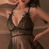 Transparent Bow Deep V Lace Skirt Nightgown Sexy Lingerie Dress Sexy Clothing Lace Skirt  Ladies