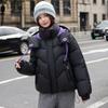 Winter Womens Short Padded Coat Fashion Thick Warm Color Block Quilted Jacket Windproof Outwear