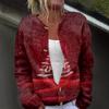 Women's Fashion Christmas Printed Long Sleeve Knitted Cardigan Button Down Jacket