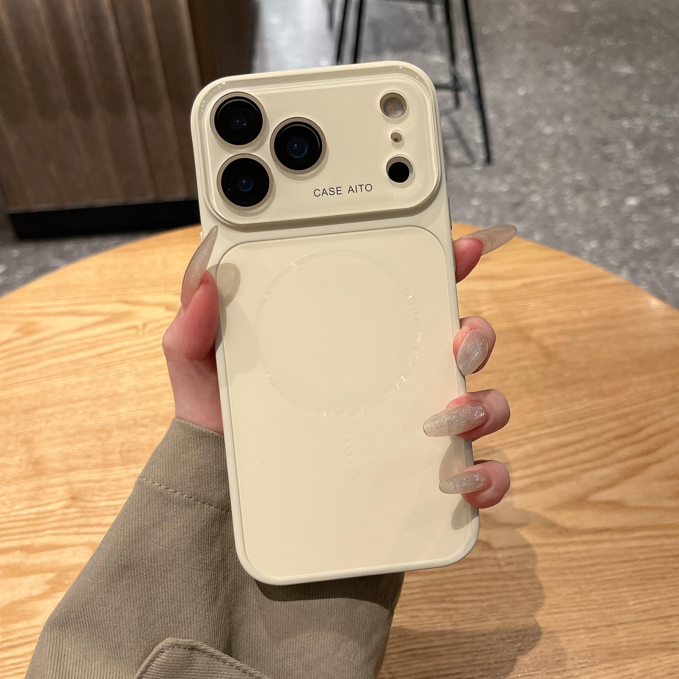 

AG Nano Frosted For Magsafe Magnetic Phone Case For iPhone 17 16 15 14 Pro Max Original Wireless Charge Large Window Armor Cover iPhone17 Pro