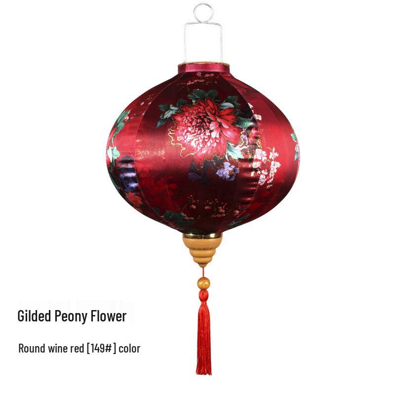 Gold-Edged Peony Palace Lantern - Chinese Style for New Year, Spring Festival, Weddings, Outdoor, or Housewarming Decor