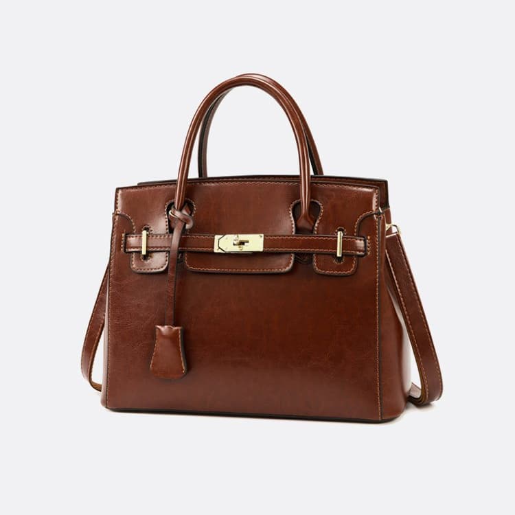 Vintage-Tragetasche mit Schloss, Damen-Schultertasche