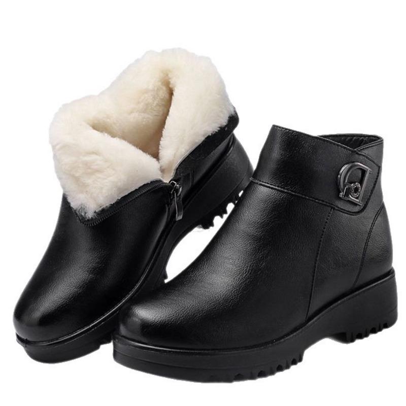 Small Short Boots, Winter Fluffy Boots, Flat-bottomed Non-slip Medium and Old Piled Thickened Warm Soft-soled Cotton Shoes