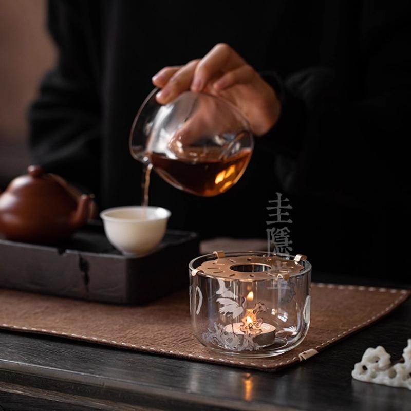 Heat-resistant glass candle base heating tea stove new Chinese style household tea art insulation tea stove