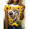 Women's summer casual O-neck short-sleeved T-shirt, with fashionable 3D print, suitable for outings or at home