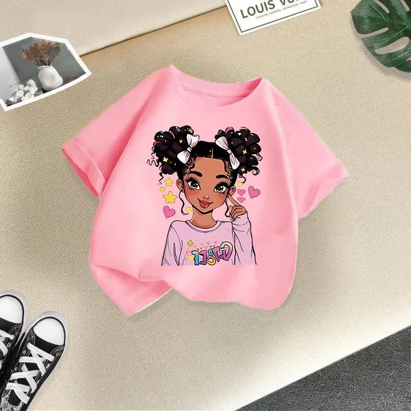 New Children Cute Girl Cartoon Printed T-shirt Girls Short Sleeve New Fashion Summer Children's Wear Creative Clothing