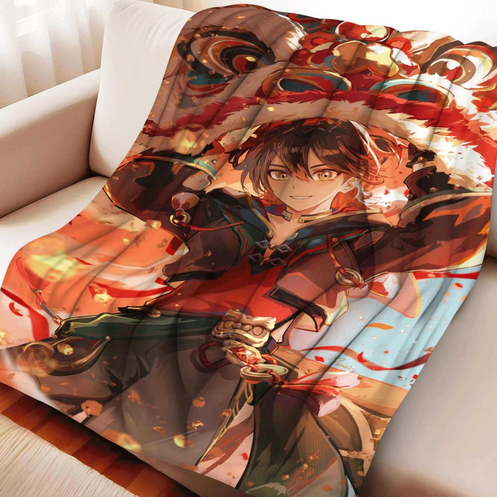 Game Genshin Impact Gaming Soft Flannel Blanket Cover Warmth Soft Anime Blanket Multifunctional Decor Home Universal Blankets