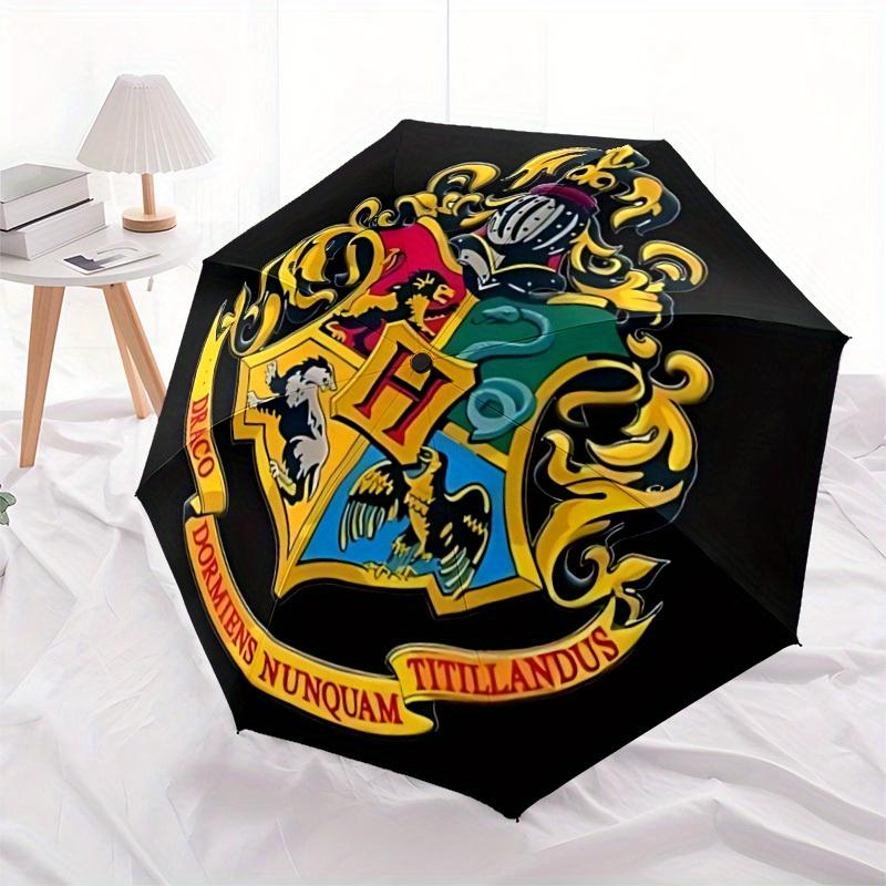1pc Hogwarts Crest Harry Potter Automatic Umbrella - Foldable with 8 Iron Ribs, Portable for Outdoor, Gift, Outdoor Umbrell, Playful Accessory127
