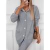 Winter Women's Clothing New Retro Sweater Women's Button Hooded Solid Color Long Sleeved Knitted Cardigan Office Women's Jacket