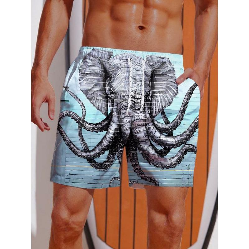 Sommer 3D-Druck Ukiyo-E Fierce Dragon Druckshorts Herren Boardshorts Badehose Kordelzug Atmungsaktiv Kurz