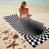 1Pc Checkerboard Illusion Tunnel Beach Towel, Quick Dry, Multi-Use for Beach Pool Gym Yoga Home Travel, Christmas, Halloween, Xmas Gift M928739