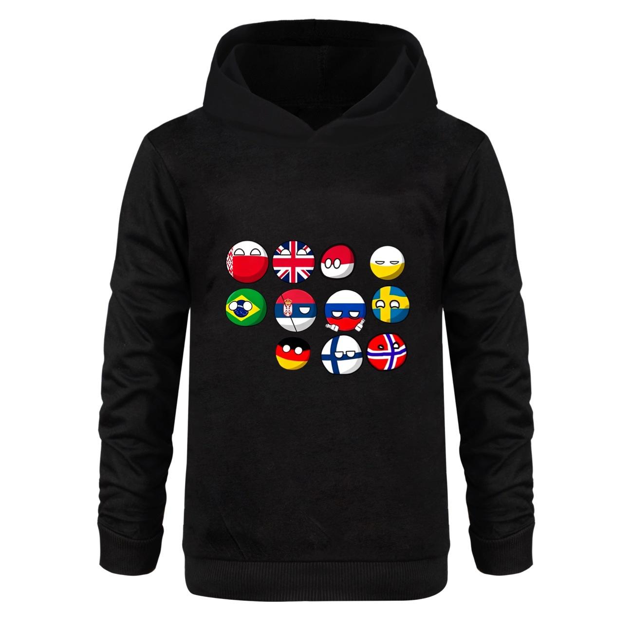 Kids Countryball Polandballs Print Hoodie Casual Long Sleeve Hooded Sweatshirt 100cm