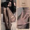 Ultra-thin Black Silk Open Crotch Bodysuit: Hand-tear Sexy See-through Cross Stockings